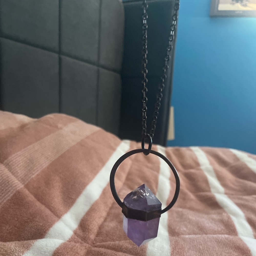 Large Amethyst Crystal Necklace - image 4